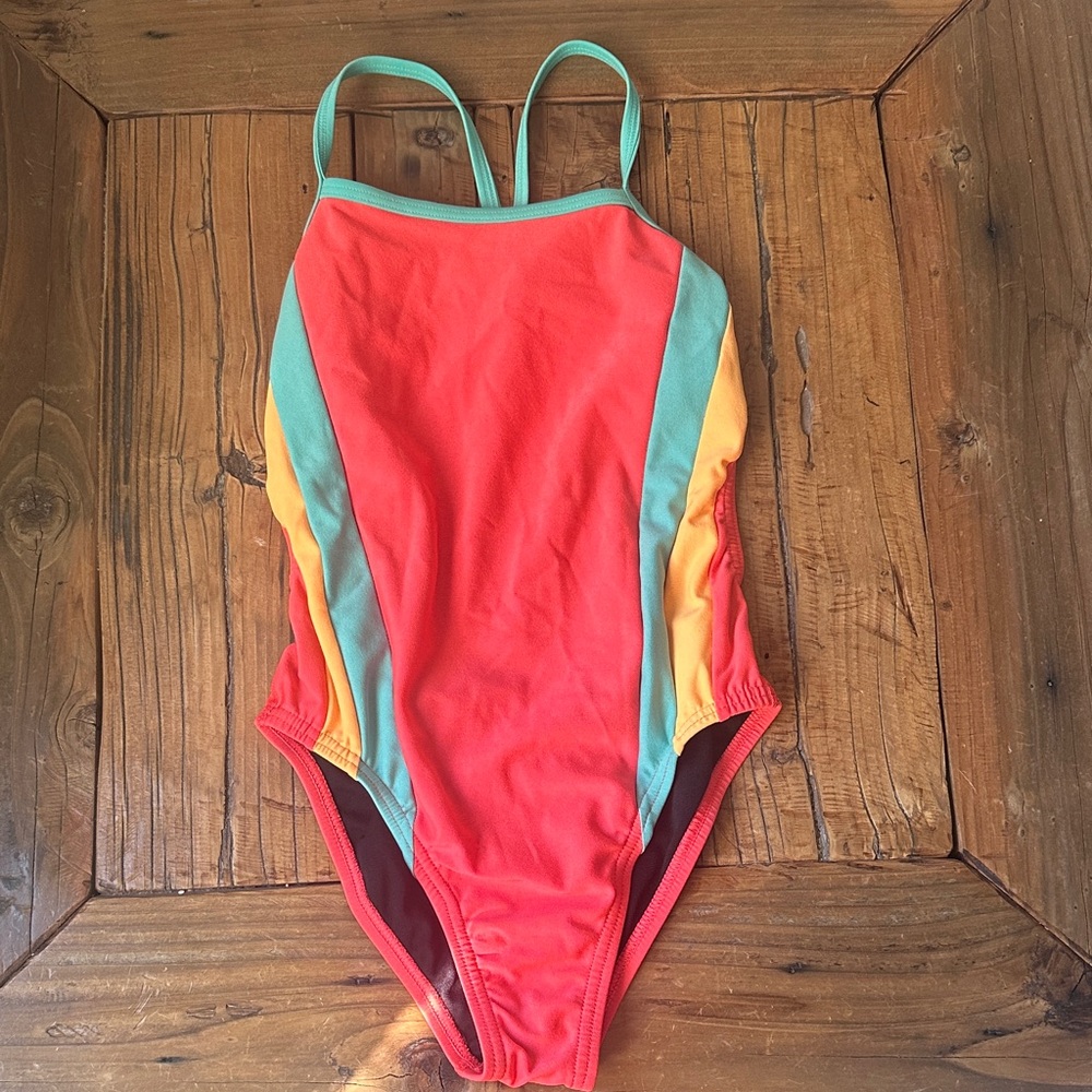 Speedo Red and Yellow One-Piece Swimsuit